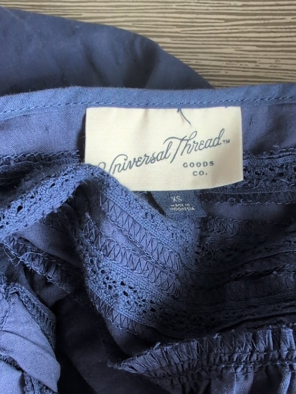 NWT Universal Thread Blue Crochet-Trim Peasant Blouse - Picture 3 of 9